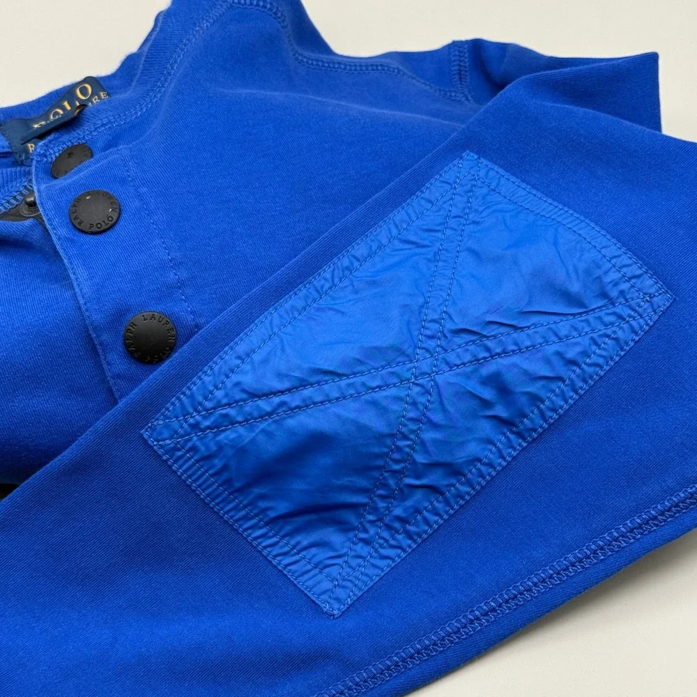 Polo Ralph Lauren Boys Royal Blue Henley Shirt Long Sleeve Elbow Patches M 10-12 - Picture 6 of 6